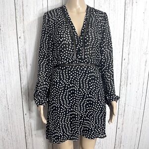 NWT Lost in Lunar Black Polka Dot Dress Long Sleeves Size Medium